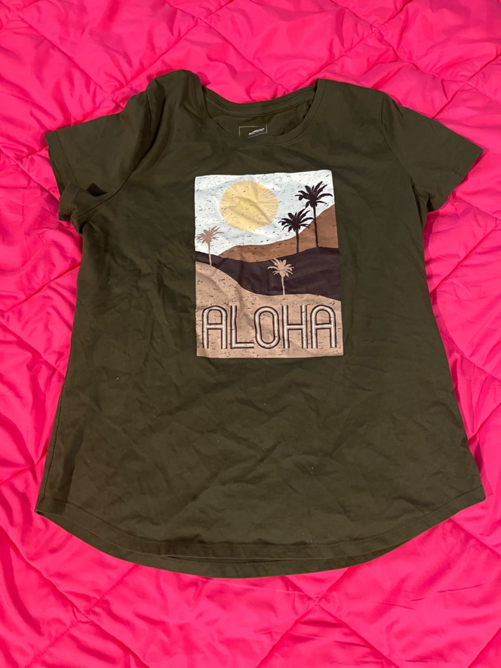 Sonoma Olive Green Aloha Graphic Tee